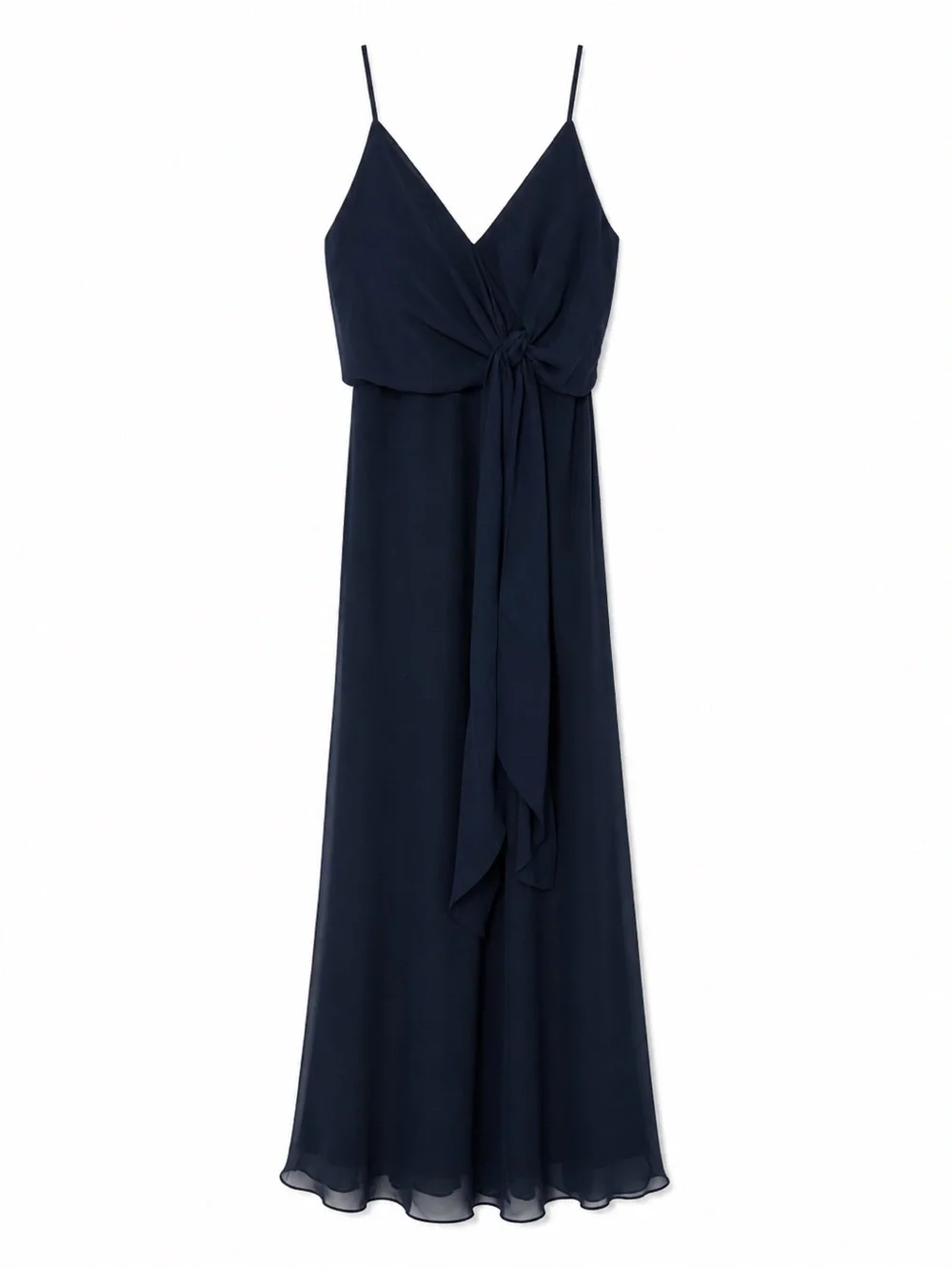 LEVKOFF Navy Chiffon Maxi Formal Dress Size 8 Bridesmaid Twist Front‎ Gown